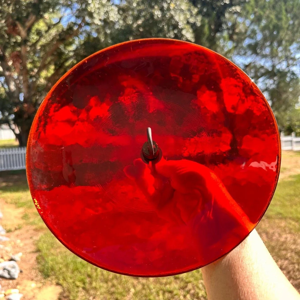 Couronne Co Ruby Red Glass Bird Feeder Baffle Dome 11in Weather Guard